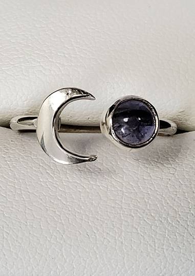 Silver Iolite Moon Ring